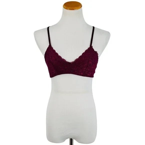 Black Cherry Lace Strappy Cage Back Bralette | Mob Wife Coquette Balletcore Goth - Picture 7 of 14